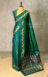 Peacock Green Pure mashru Satin Banarasi silk saree - PRAZ13A