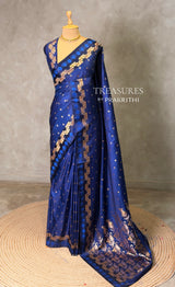 Dark Blue Pure mashru Satin Banarasi silk saree - PRAZ13C