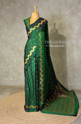 Dark Green Pure mashru Satin Banarasi silk saree - PRAZ13G