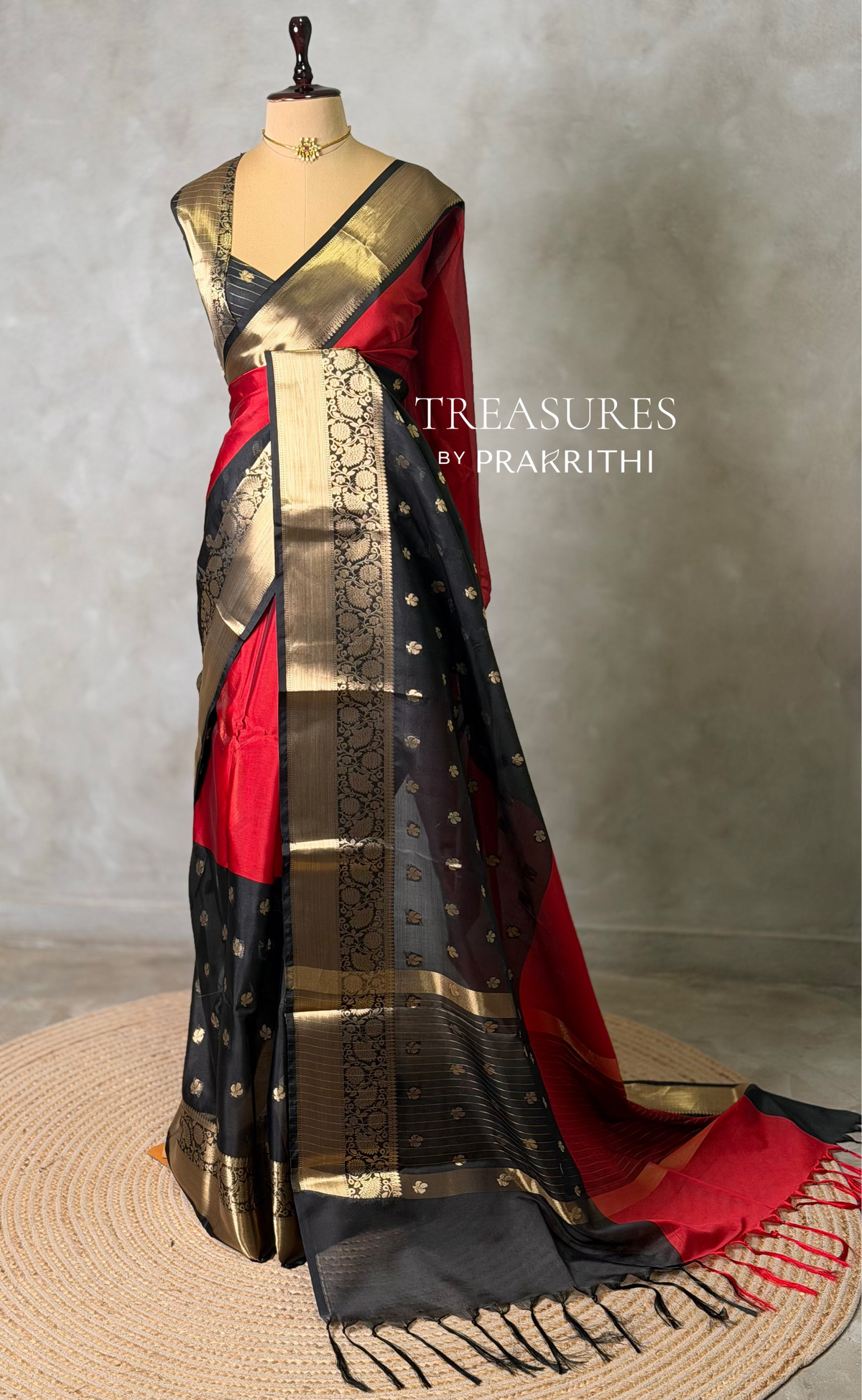 Red and Black banarasi silksaree -LZ9B