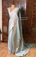 Pastal Blue pure zatin Banarasi silk saree - RAZ2A
