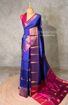 Blue and magenta semi kanchipuram soft silk saree - PSSN206