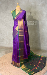 Violet and Green semi kanchipuram soft silk saree - PSSN209