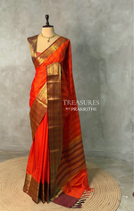 Orange and Brown Banarasi silk saree - GAL4