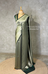 Dark Green Premium katan Banarasi silk saree - PRAZ14