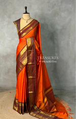 Orange and Brown Banarasi silk saree - GAL5