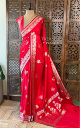 Red pure zatin Banarasi silk saree - RAZ1
