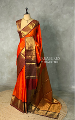 Orange and Brown Banarasi silk saree - GAL6
