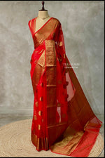 Off white and Red Georgette saree -LZ10C