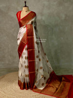Off white and Red Georgette saree -LZ10B