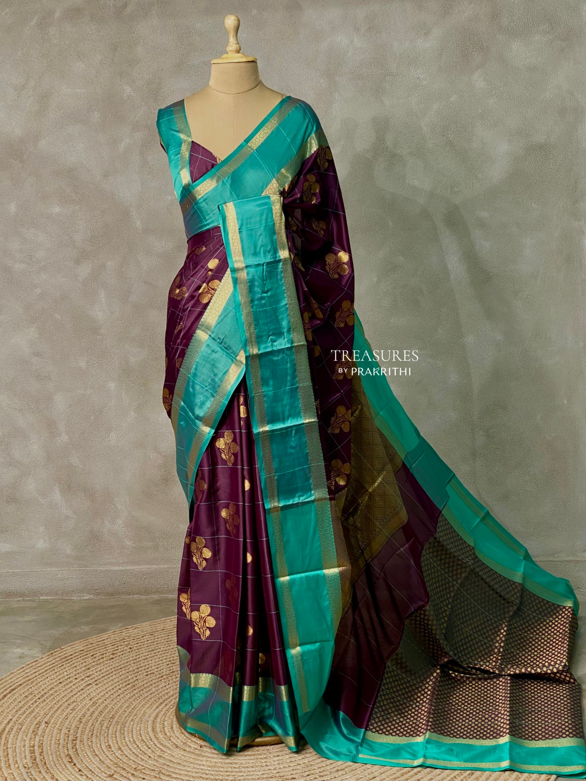 Deep Purple and Blue Gajji silk saree -PIH36