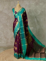 Deep Purple and Blue Gajji silk saree -PIH36