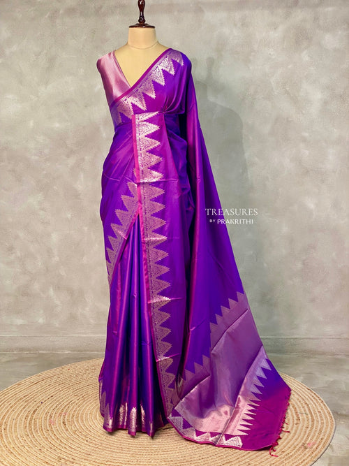 Violet Semi banarasi silk saree -PIH37G