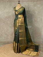 Bottle Green Semi Banarasi saree - LZ9