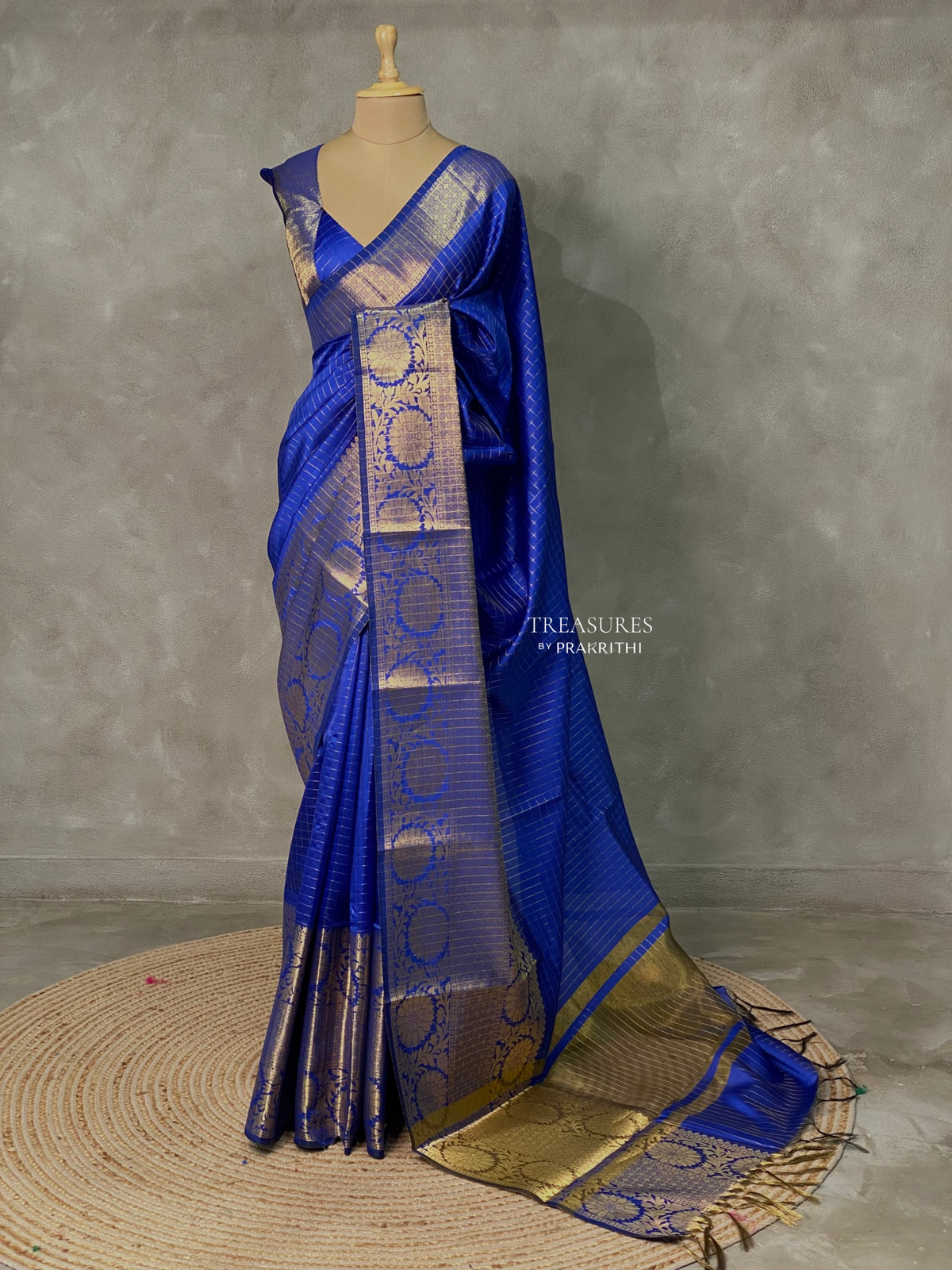 Blue Semi Banarasi saree - LZ9D