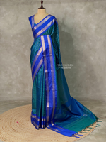 Peacock blue and Royal Blue semi Banarasi silk saree -MPS35