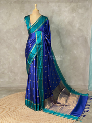 Royal blue and peacock blue Gajji silk saree -PIH25B