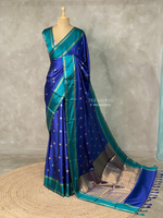 Royal blue and peacock blue Gajji silk saree -PIH25B
