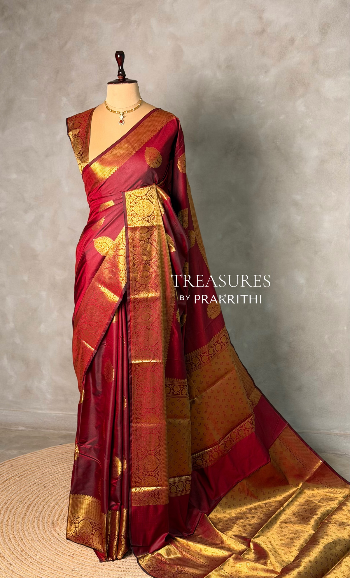 Maroon Banarasi silk saree - GAL4