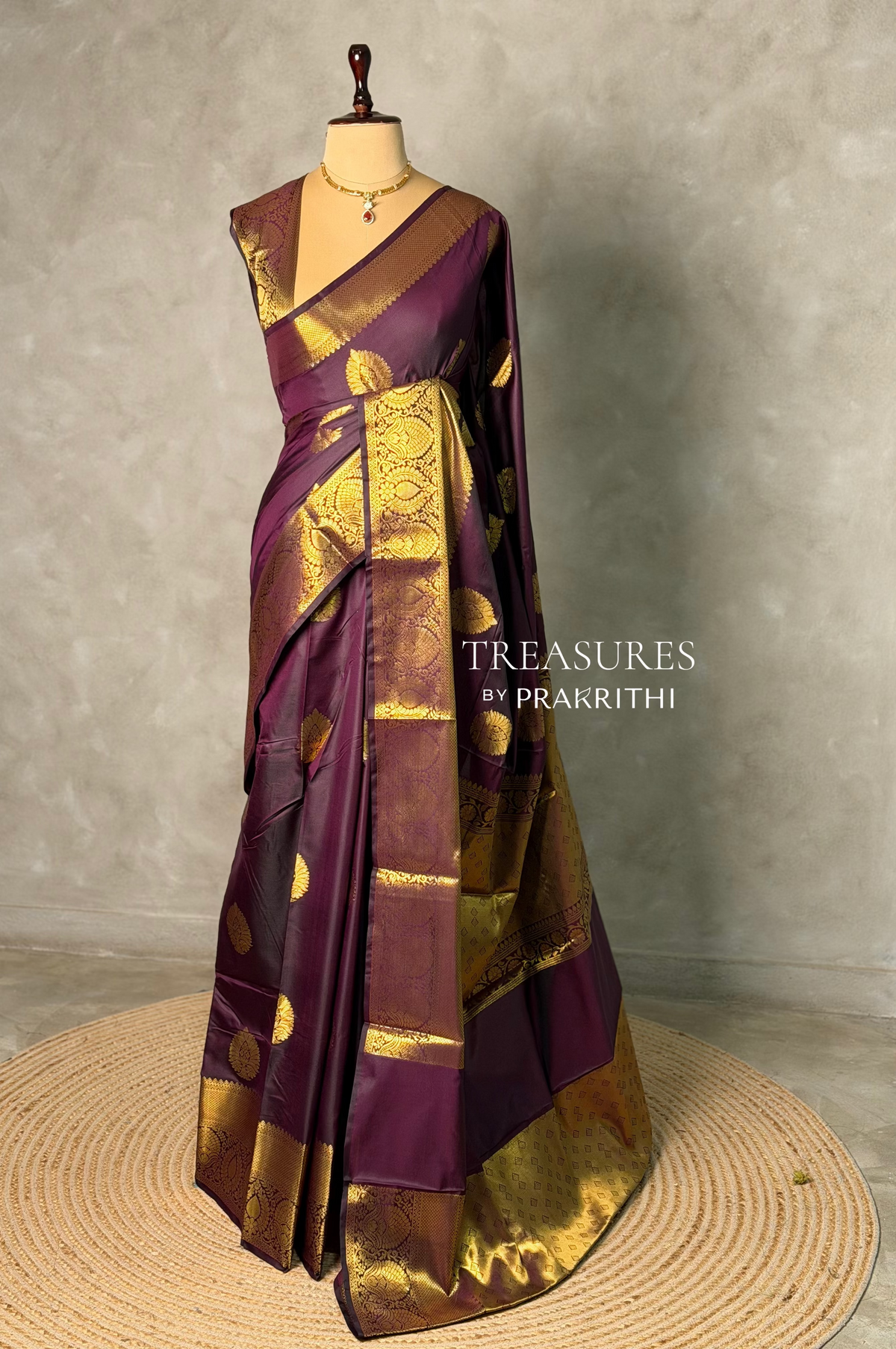 Deep Wine Banarasi silk saree - GAL4A