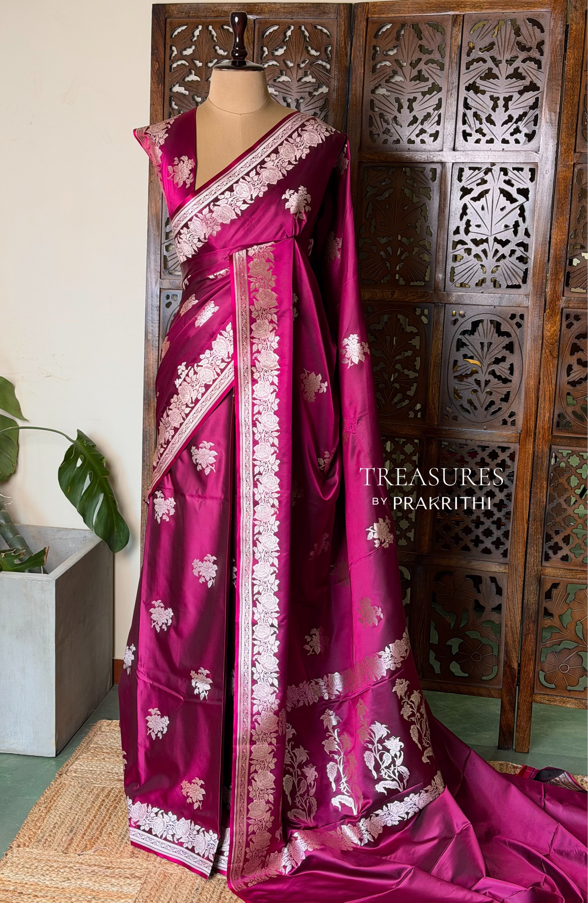 Purple pure zatin Banarasi silk saree - RAZ1H