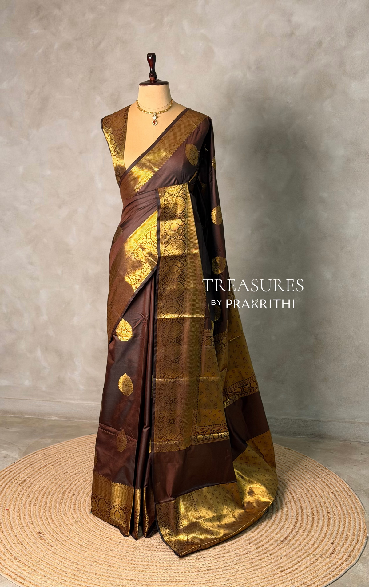 Brown Banarasi silk saree - GAL4B