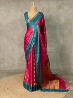 Magenta and peacock blue Gajji silk saree -PIH25G
