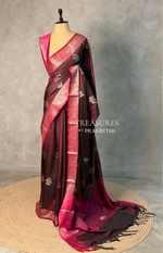 Brown and magenta Banarasi silk saree -LZ11D