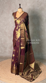 Deep Burgundy Banarasi silk saree - GAL5