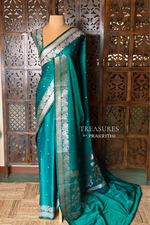 Peacock Green pure zatin Banarasi silk saree - RAZ2H