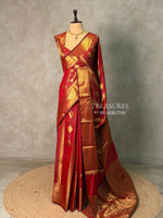 Maroon red Banarasi silk saree - GAL5B