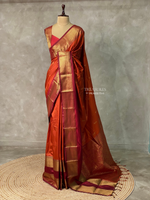 Rust Orange and Deep Maroon silk saree -BSP21