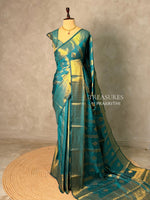 Peacock blue Banarasi silk saree - GAL5D