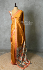 Mustard Yellow semi tusser saree- PBR28D4