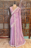 Lavender Pure Satin silk Designer saree- PBRDS4A