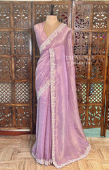 Lavender Pure Satin silk Designer saree- PBRDS4A