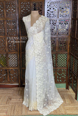White Organza Designer saree- PBRDS1