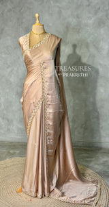 Nude Chicku Satin silk Designer saree- PBRDS3