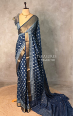 Indigo dyed silk saree- PBR14