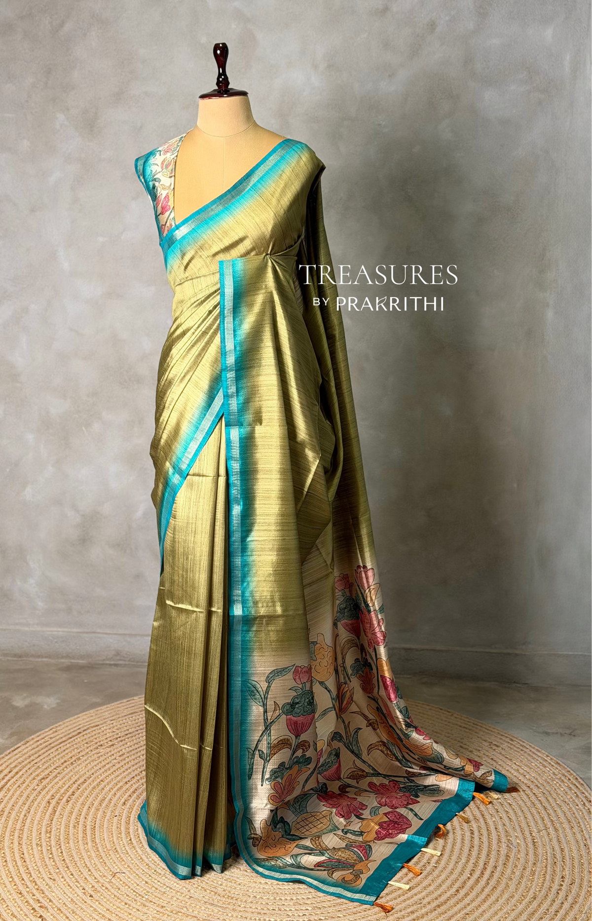 sage Green semi tusser saree- PBR28D2