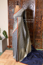Deep blue Katan Banarasi silk saree - RAZ3D