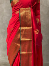 Red and Green semi kanchipuram soft silk saree - PSSN131