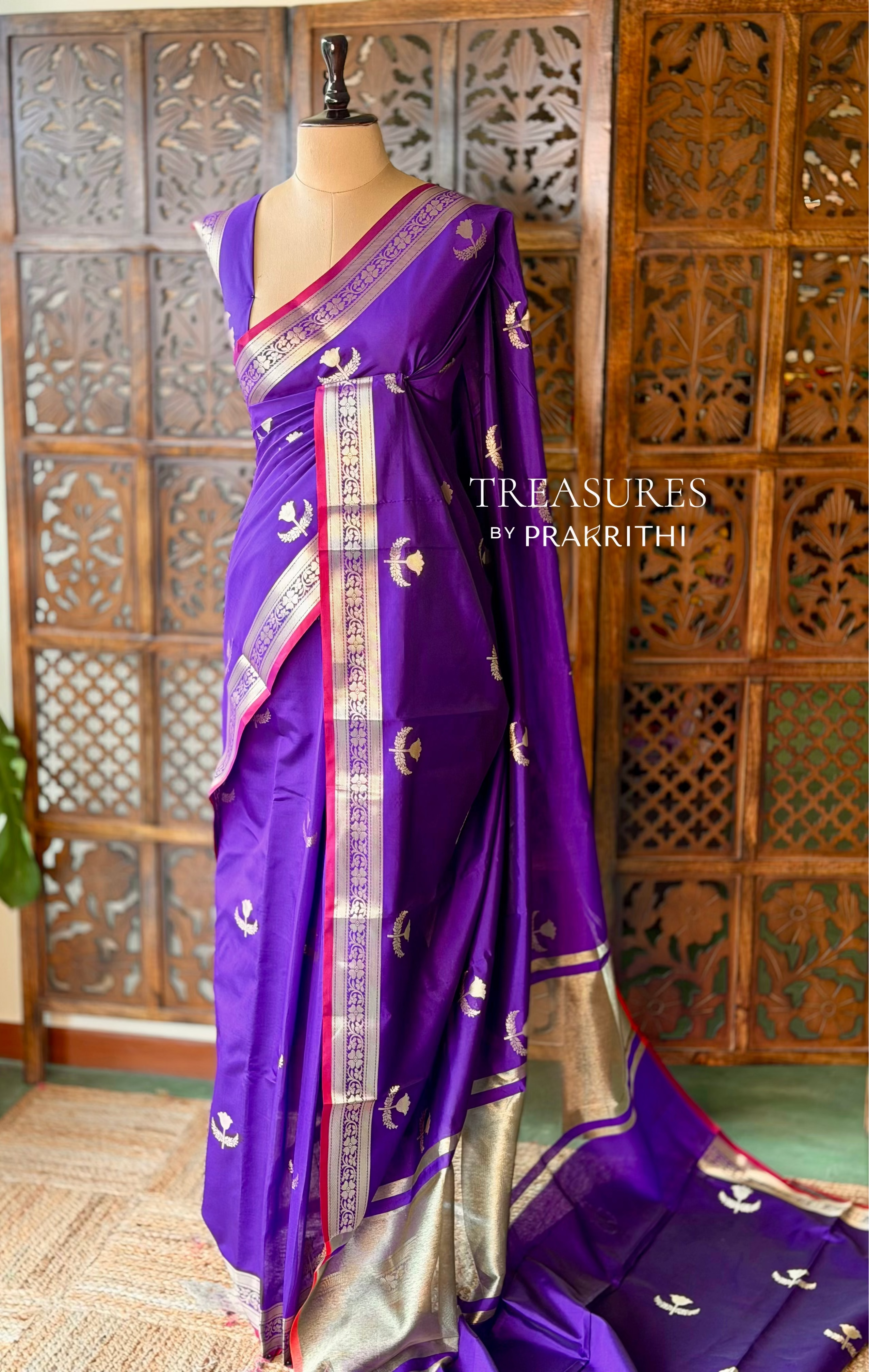 Violet Semi Raw mango silk saree- PBR50G