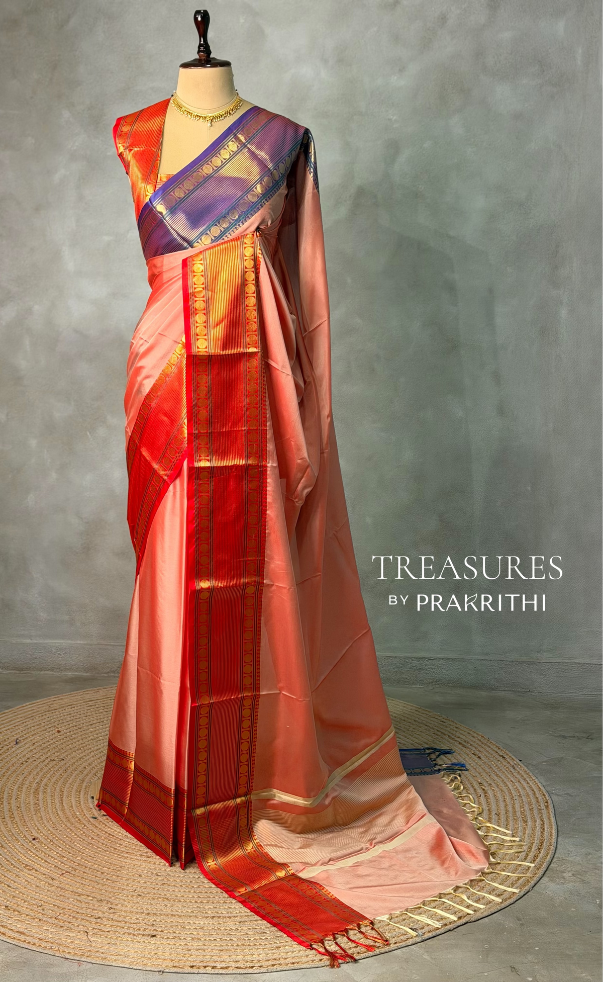 Peach Banarasi silk saree - PIH77
