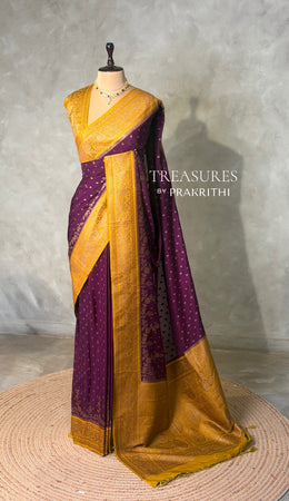 Purple and Yellow Georgette saree- PBRSB1L