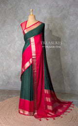 Dark Green and Pink Crepe silk saree- PBRSB4