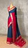 Teal Blue and Pink Crepe silk saree- PBRSB4A