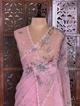 Pink organza Designer saree- PBRCK2A