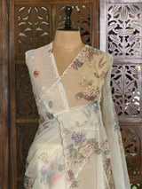 White organza Designer saree- PBRCK2