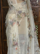 White organza Designer saree- PBRCK2